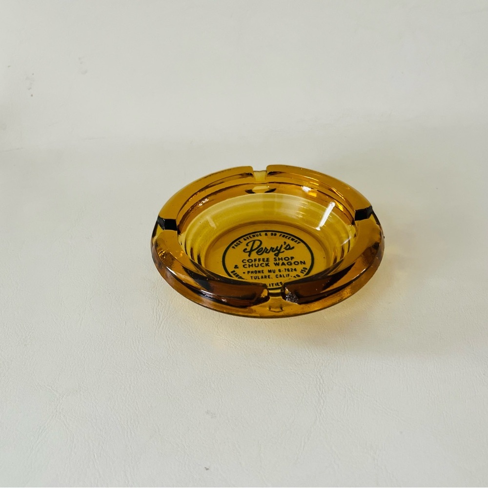 Perry's Amber Glass Ashtray